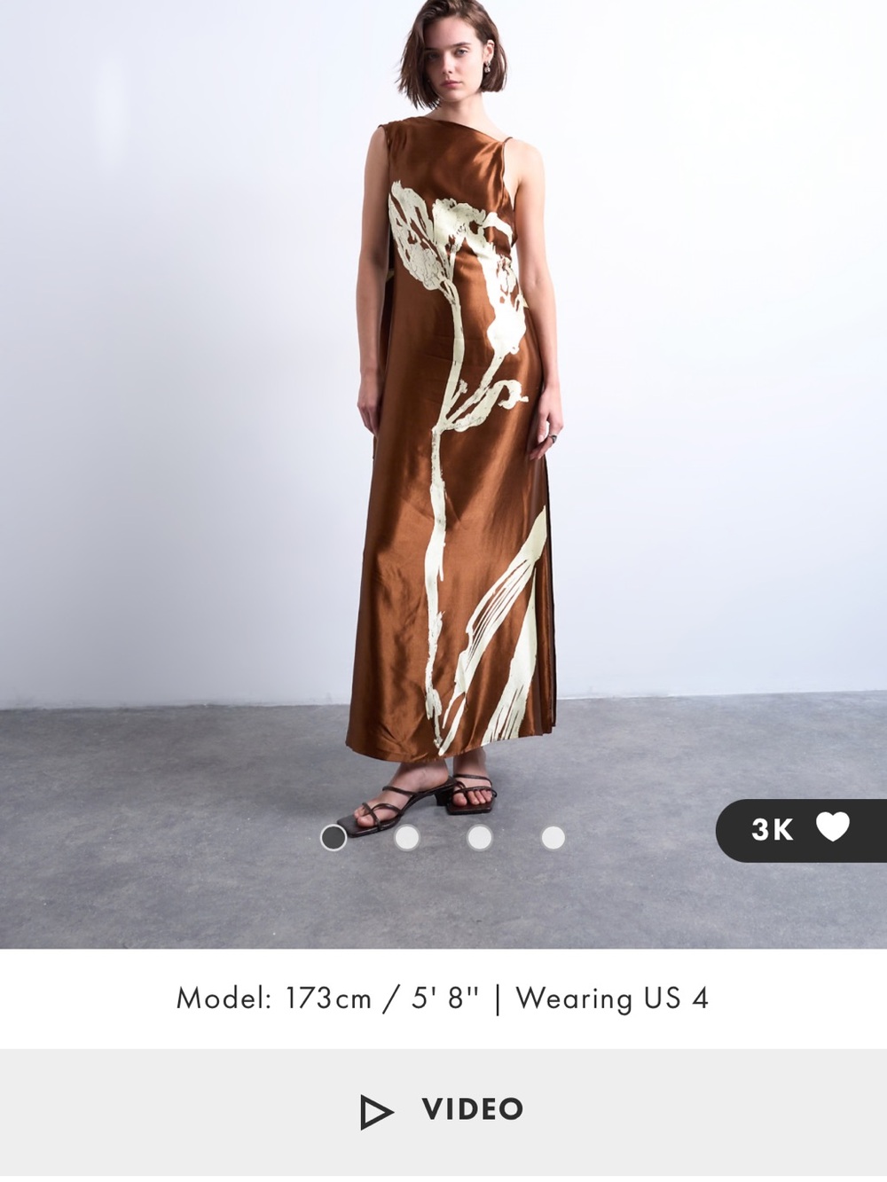Topshop One-Shoulder Brown Maxi Dress with Cream Floral Detail